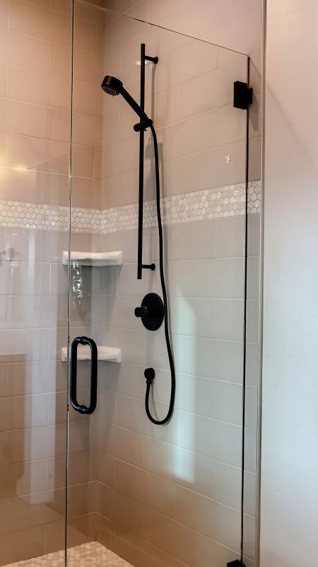 Corner Shower with Black Frame
